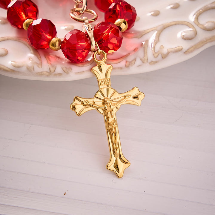 SolaceBeads Red‑Pink Crystal Keychain: Brilliant Sparkle For Your Daily Prayer - image 9