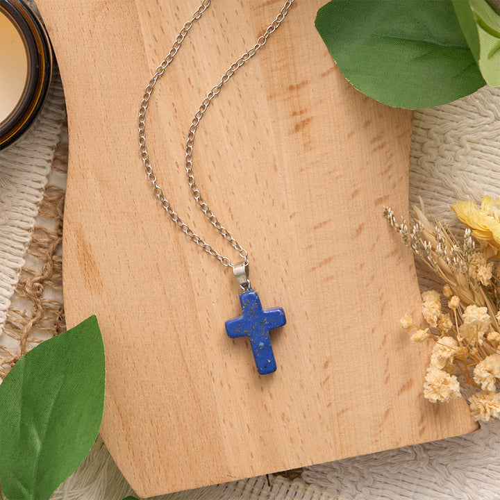 SolaceBeads Natural Carved Stone Cross Necklace: Sacred Faith In Earth‑Toned Gemstones - image 9