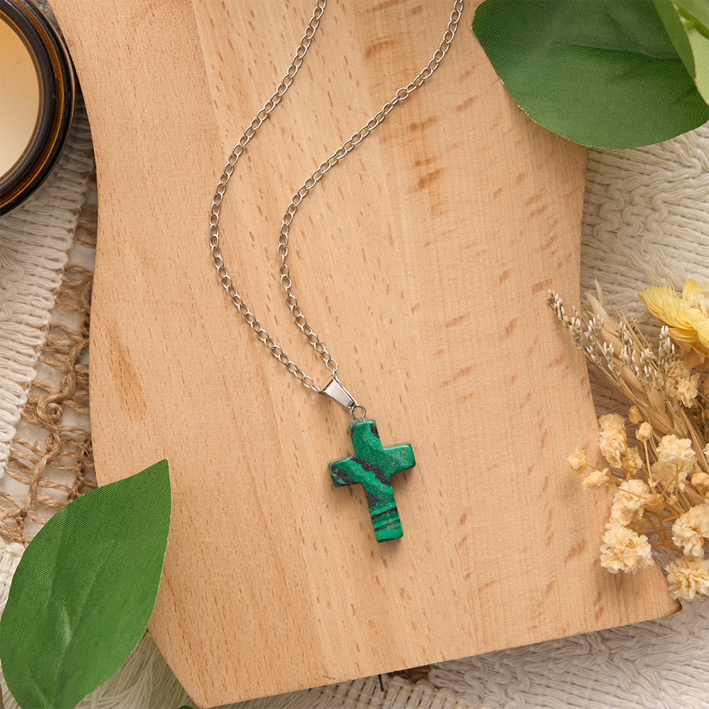 SolaceBeads Natural Carved Stone Cross Necklace: Sacred Faith In Earth‑Toned Gemstones - image 6