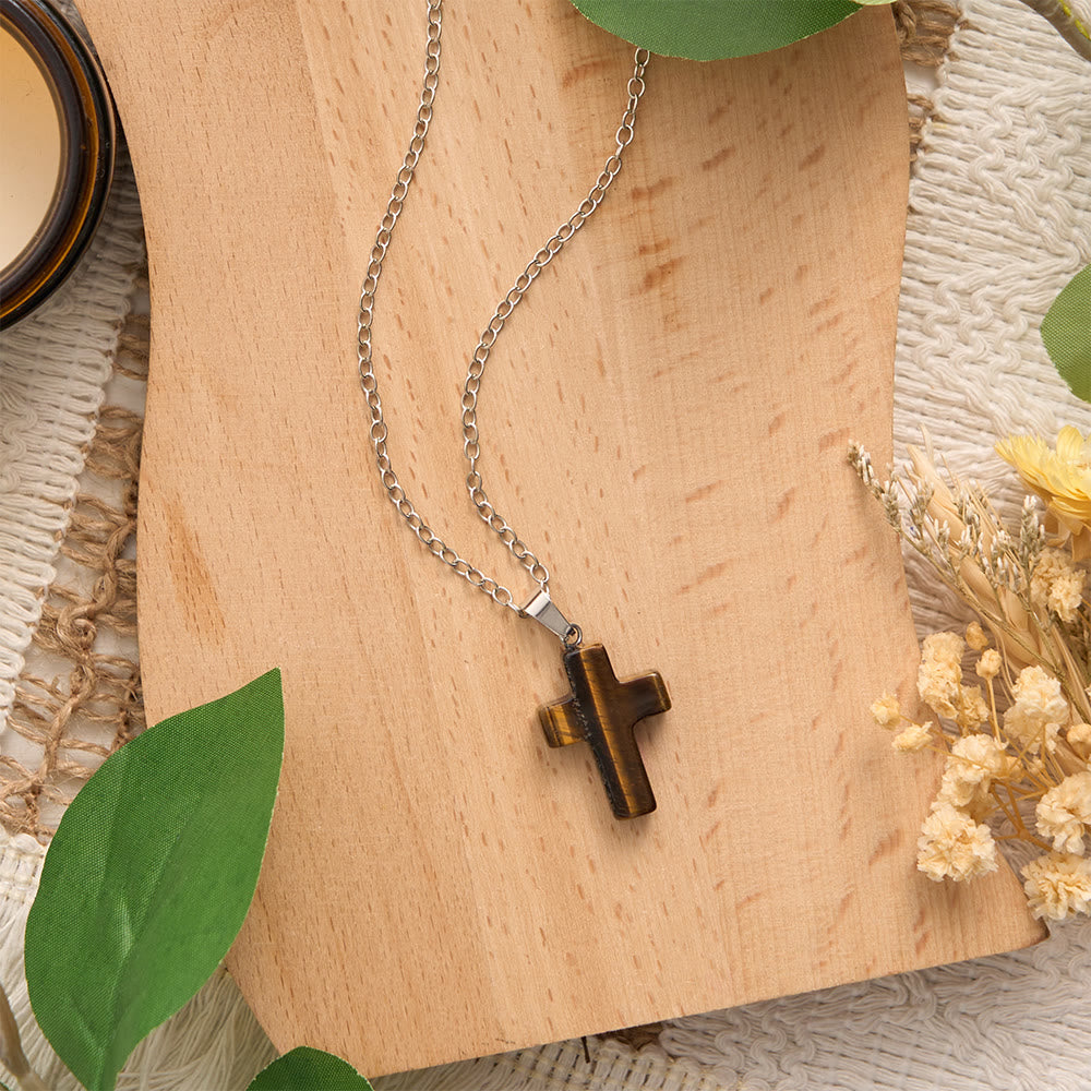SolaceBeads Natural Carved Stone Cross Necklace: Sacred Faith In Earth‑Toned Gemstones - image 7