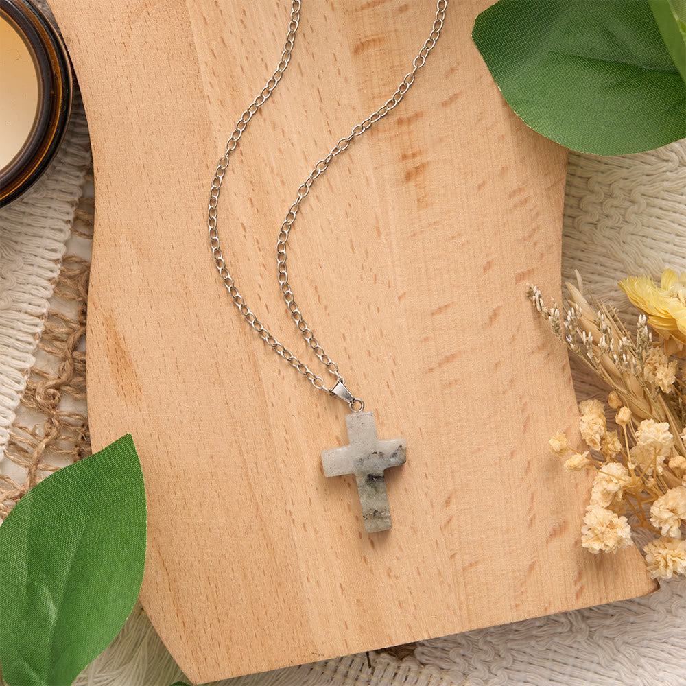 SolaceBeads Natural Carved Stone Cross Necklace: Sacred Faith In Earth‑Toned Gemstones - image 8