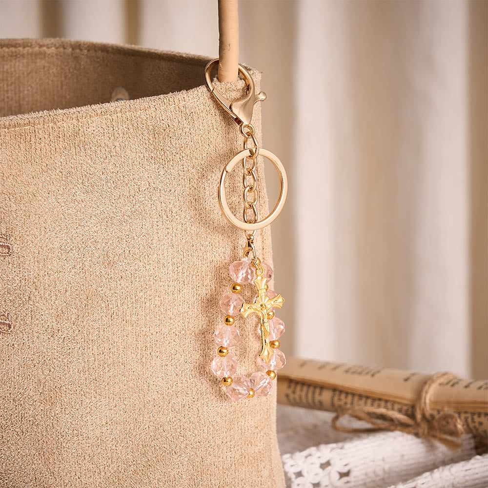 SolaceBeads Red‑Pink Crystal Keychain: Brilliant Sparkle For Your Daily Prayer - image 6