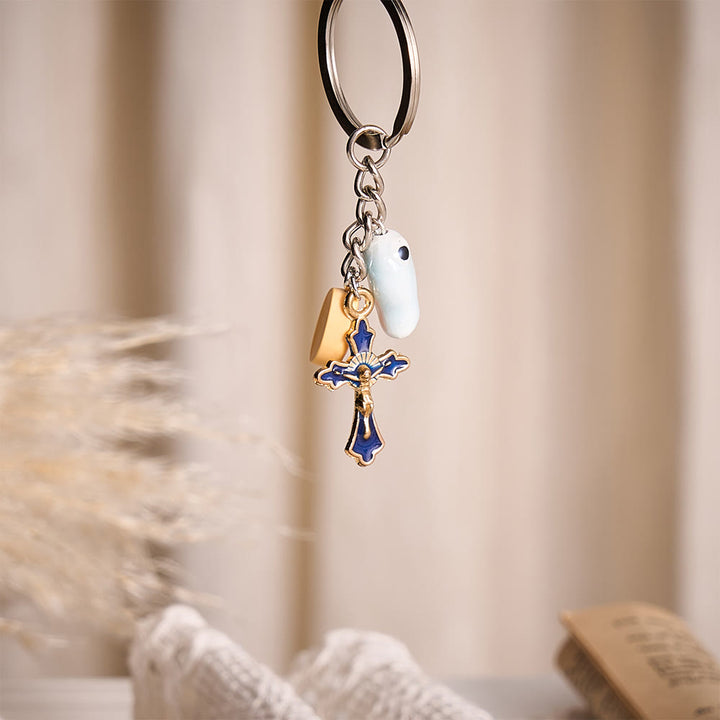 SolaceBeads Loaves and Fish Key Chain With Enamel Crucifix: Faith Symbol In Daily Carry - image 3