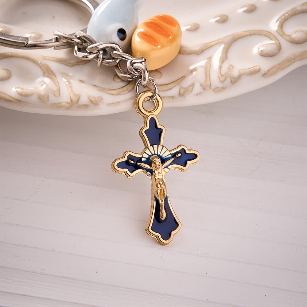 SolaceBeads Loaves and Fish Key Chain With Enamel Crucifix: Faith Symbol In Daily Carry - image 2