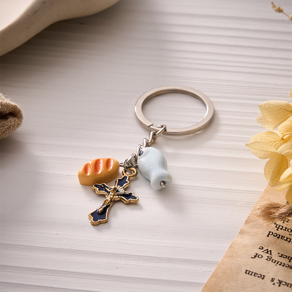 SolaceBeads Loaves and Fish Key Chain With Enamel Crucifix: Faith Symbol In Daily Carry - image 4