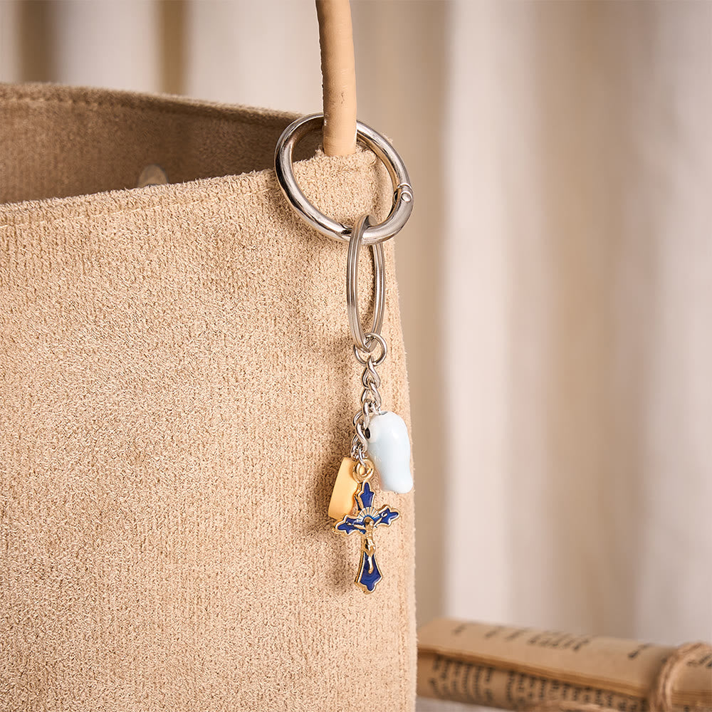 SolaceBeads Loaves and Fish Key Chain With Enamel Crucifix: Faith Symbol In Daily Carry - image 1