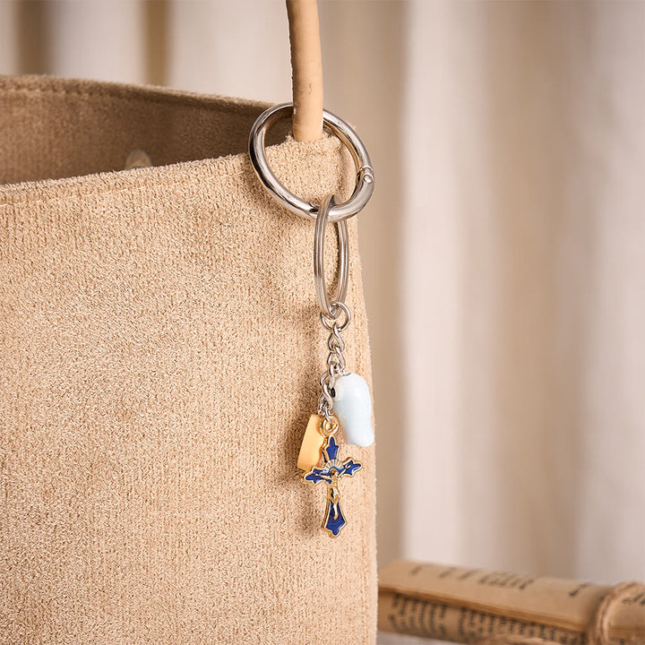 SolaceBeads Loaves and Fish Key Chain With Enamel Crucifix: Faith Symbol In Daily Carry - image 1