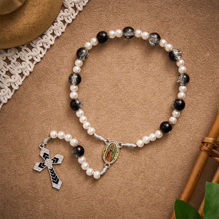 SolaceBeads Guadalupe Pocket Rosary, Guardian Blessing Pearl &amp; Glass Bead - image 5