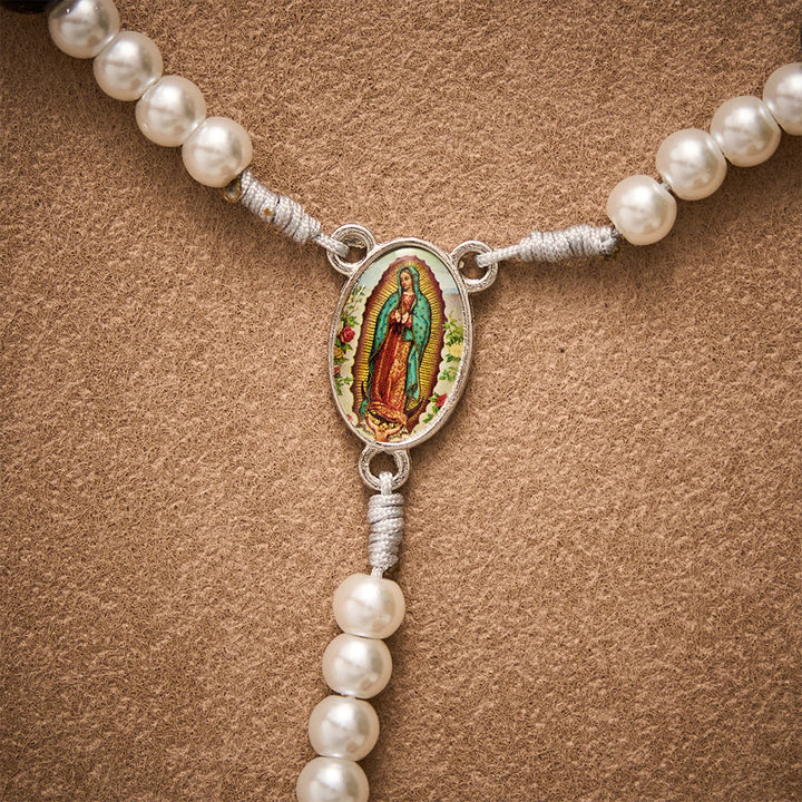 SolaceBeads Guadalupe Pocket Rosary, Guardian Blessing Pearl &amp; Glass Bead - image 3