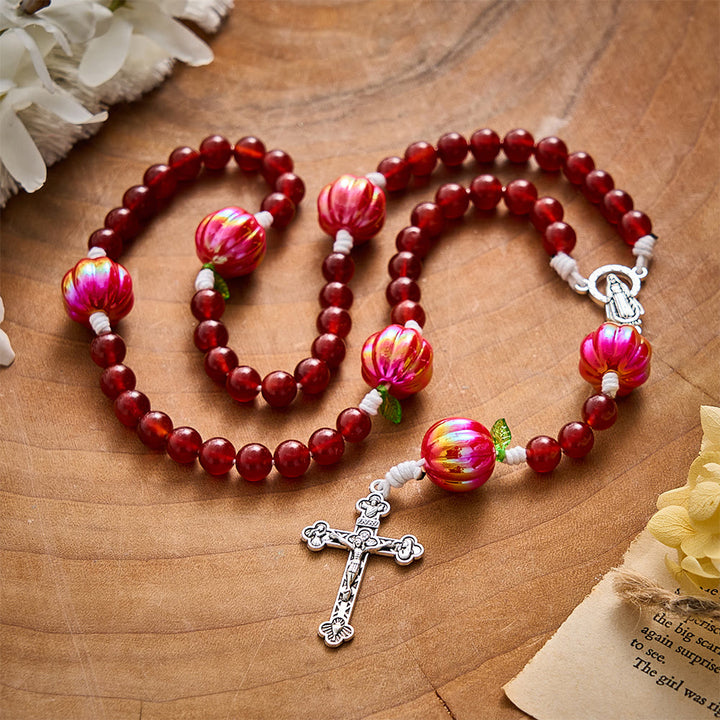SolaceBeads Carnelian Stone Rosary: Autumn Pumpkin Beads For Seasonal Prayer - image 2