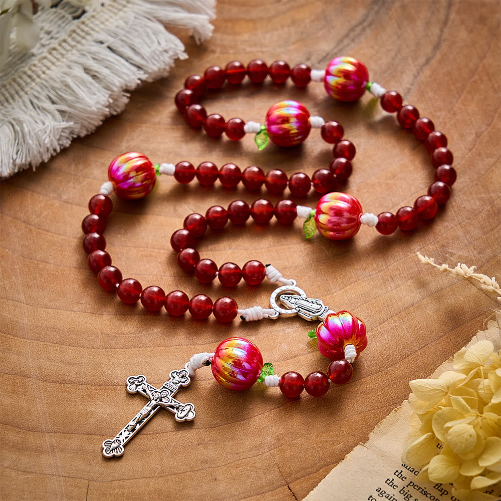 SolaceBeads Carnelian Stone Rosary: Autumn Pumpkin Beads For Seasonal Prayer - image 2