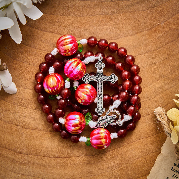 SolaceBeads Carnelian Stone Rosary: Autumn Pumpkin Beads For Seasonal Prayer - image 7