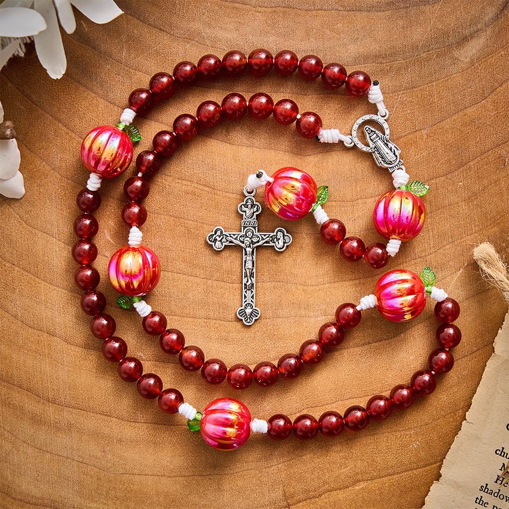 SolaceBeads Carnelian Stone Rosary: Autumn Pumpkin Beads For Seasonal Prayer - image 8