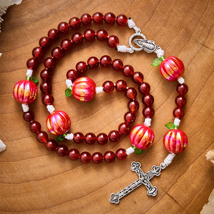 SolaceBeads Carnelian Stone Rosary: Autumn Pumpkin Beads For Seasonal Prayer - image 3