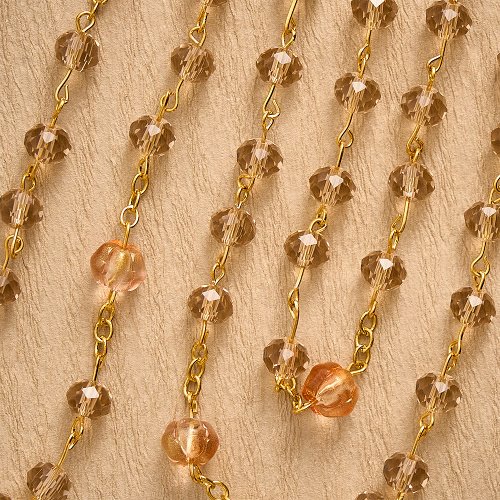 SolaceBeads Silver‑Champagne Crystal Rosary: Sparkling Pumpkin Beads For Bright Prayer - image 4