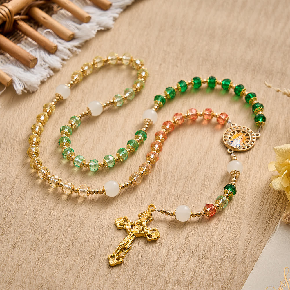 SolaceBeads Autumn‑Tone Crystal Rosary: Sparkling Multicolor Beads For Devout Worship - image 3