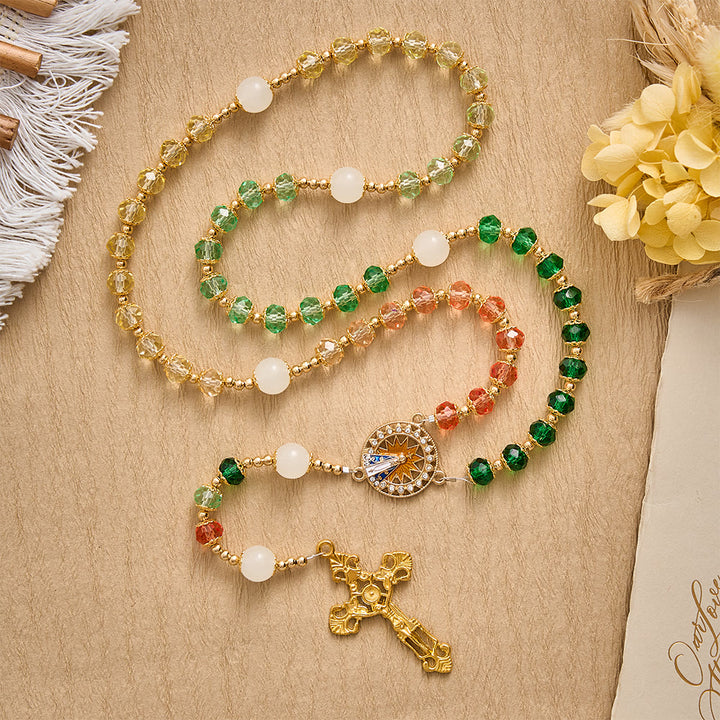 SolaceBeads Autumn‑Tone Crystal Rosary: Sparkling Multicolor Beads For Devout Worship - image 1