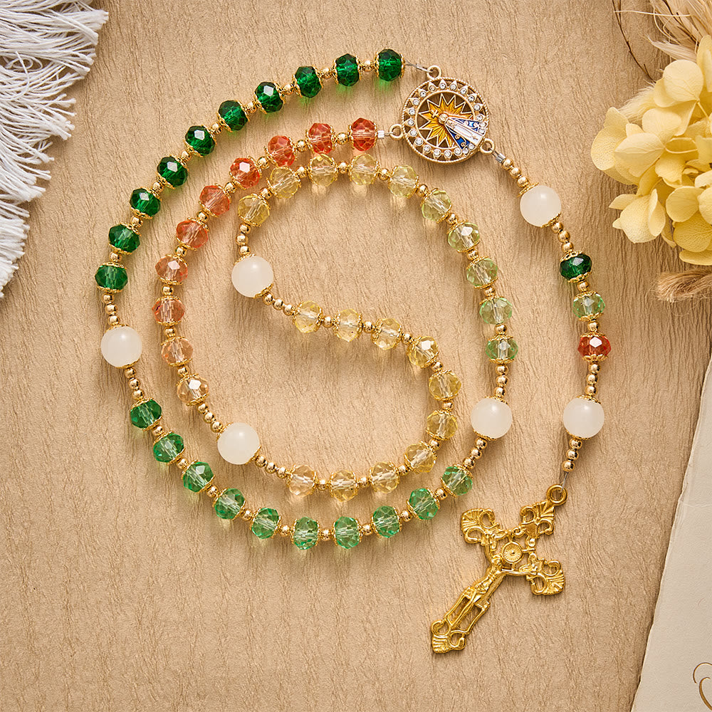 SolaceBeads Autumn‑Tone Crystal Rosary: Sparkling Multicolor Beads For Devout Worship - Multicolor - image 0
