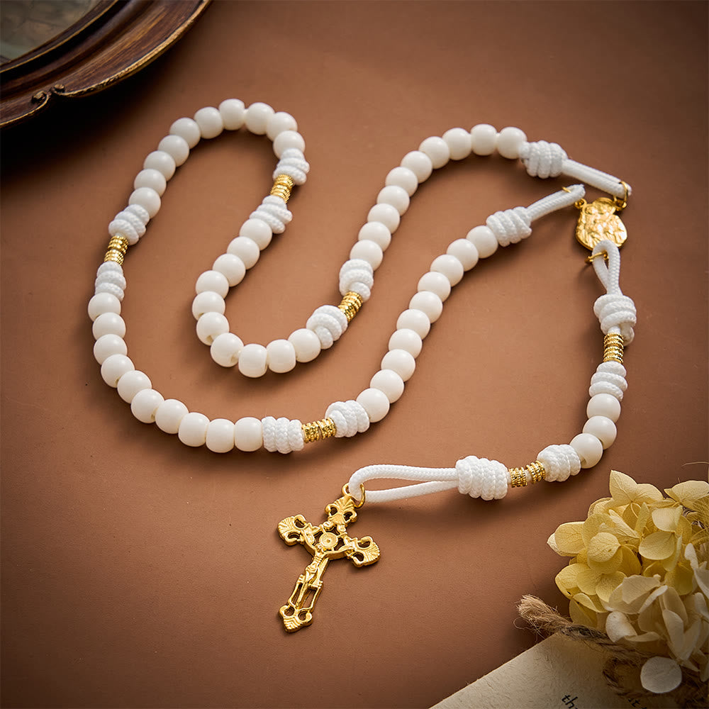 SolaceBeads Artistic Rosary: Gentle White Beads &amp; St.Joseph Medal For Quiet Devotion - image 2