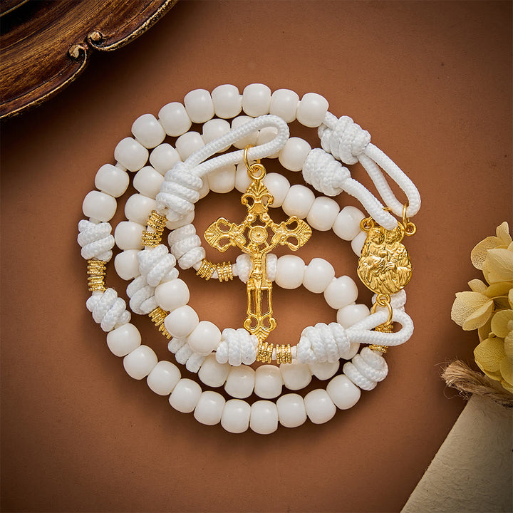 SolaceBeads Artistic Rosary: Gentle White Beads &amp; St.Joseph Medal For Quiet Devotion - image 6