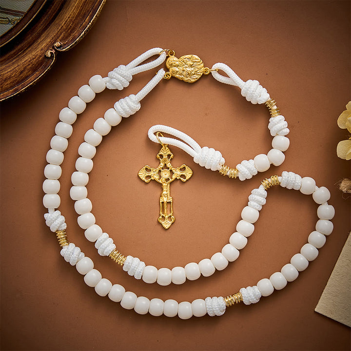 SolaceBeads Artistic Rosary: Gentle White Beads &amp; St.Joseph Medal For Quiet Devotion - image 7