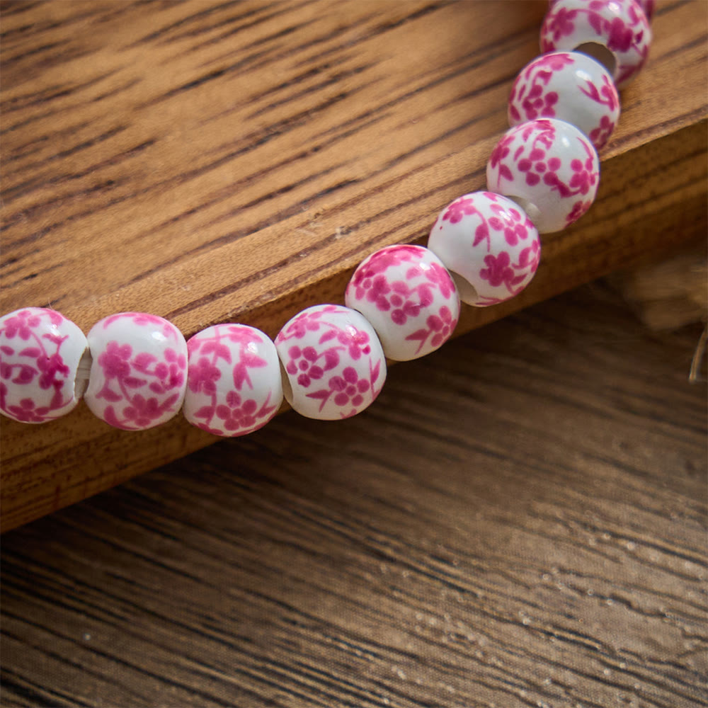 SolaceBeads Bracelet: Gentle Floral Ceramic Beads &amp; Pink Heart For Quiet Devotion - image 2