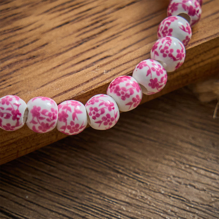 SolaceBeads Bracelet: Gentle Floral Ceramic Beads &amp; Pink Heart For Quiet Devotion - image 2
