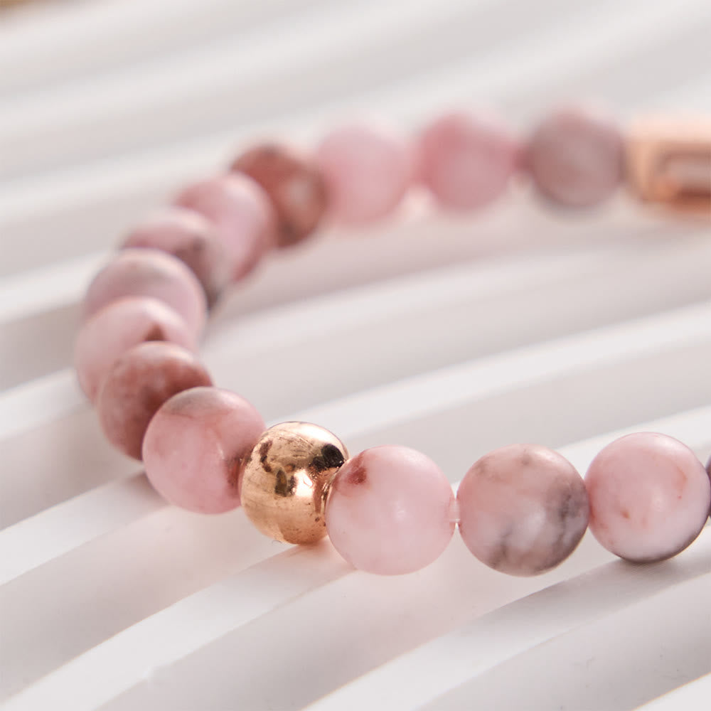 SolaceBeads Peaceful Faith Bracelet, Pink Zebra Jasper Bar For Faithful Meditation - image 4