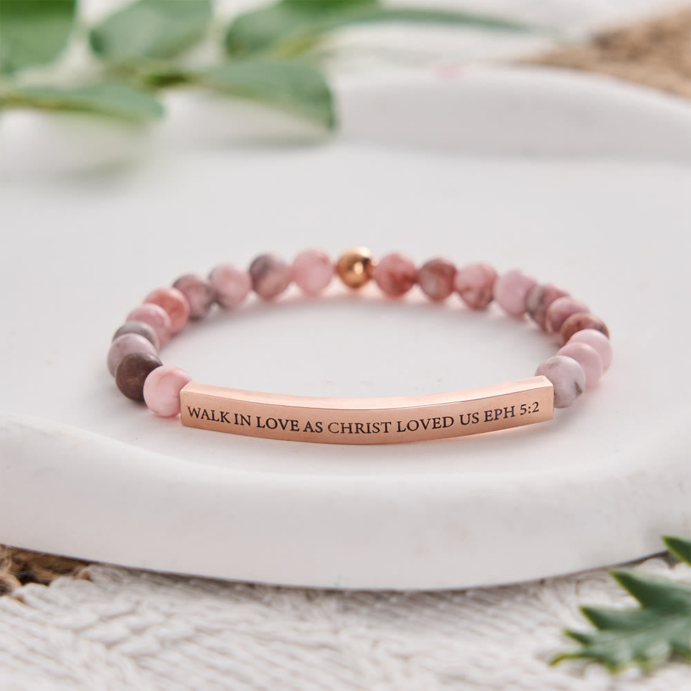 SolaceBeads Peaceful Faith Bracelet, Pink Zebra Jasper Bar For Faithful Meditation - Pink Zebra Jasper - image 0