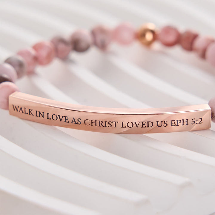 SolaceBeads Peaceful Faith Bracelet, Pink Zebra Jasper Bar For Faithful Meditation - image 3