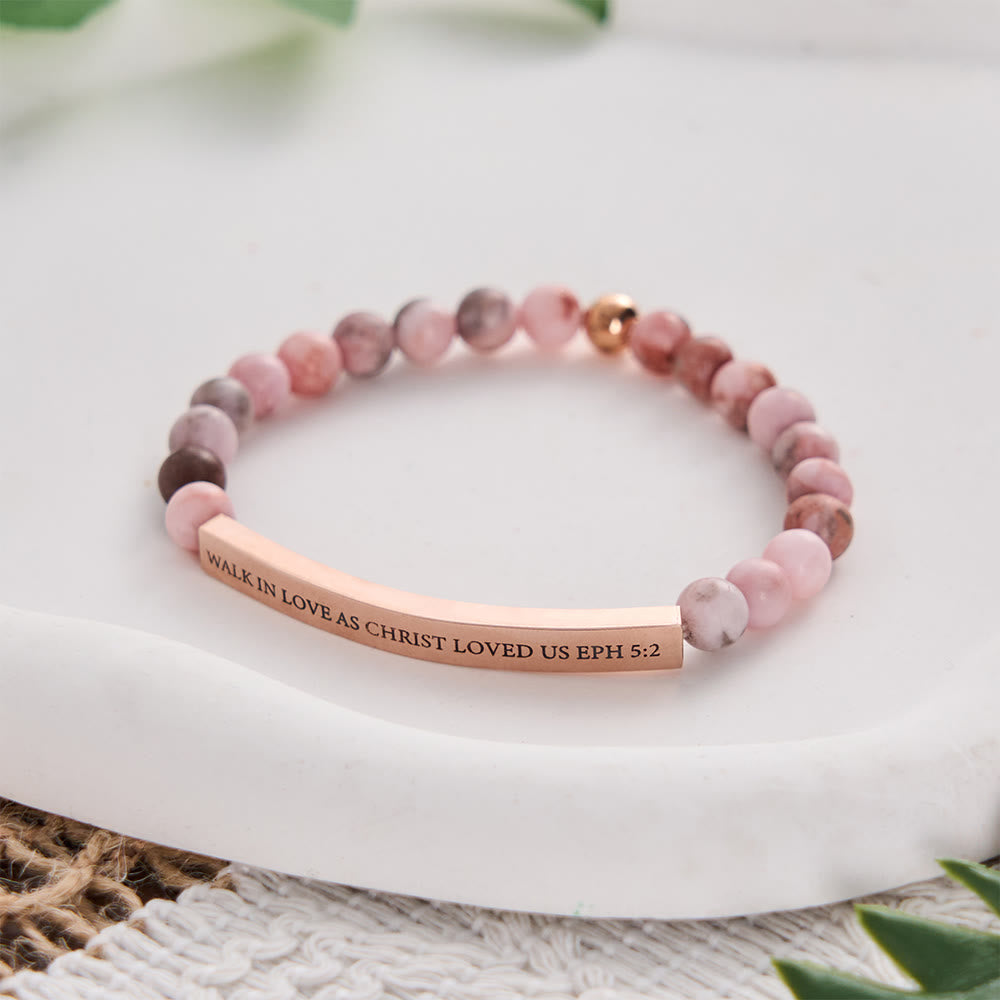 SolaceBeads Peaceful Faith Bracelet, Pink Zebra Jasper Bar For Faithful Meditation - image 2