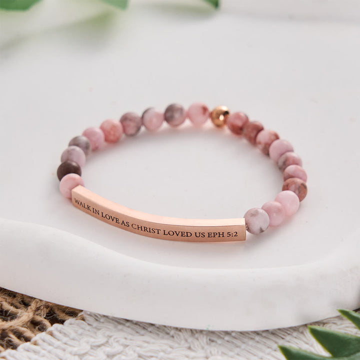 SolaceBeads Peaceful Faith Bracelet, Pink Zebra Jasper Bar For Faithful Meditation - image 2