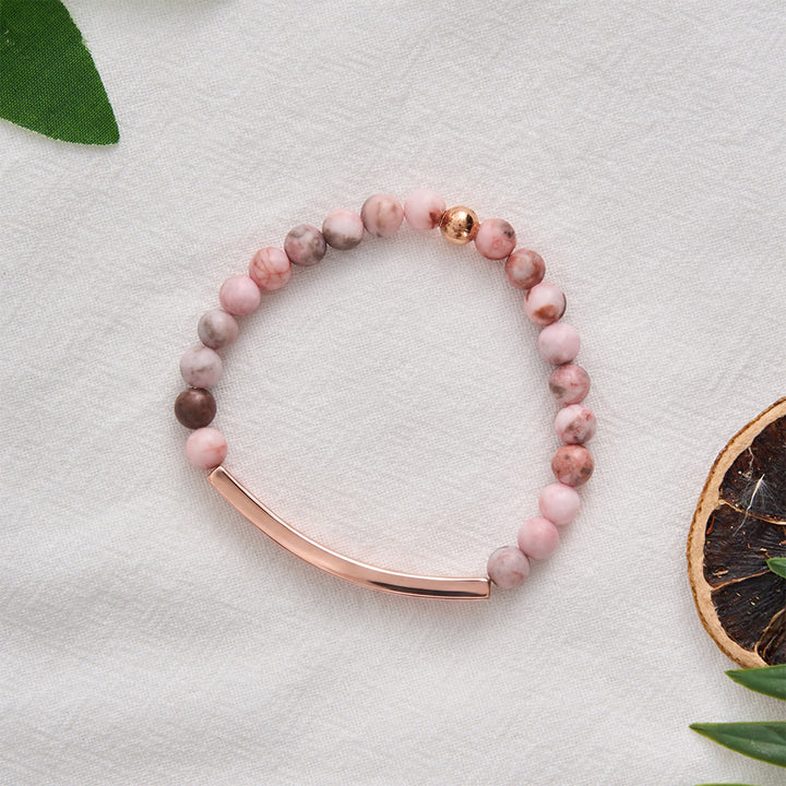 SolaceBeads Peaceful Faith Bracelet, Pink Zebra Jasper Bar For Faithful Meditation - image 5