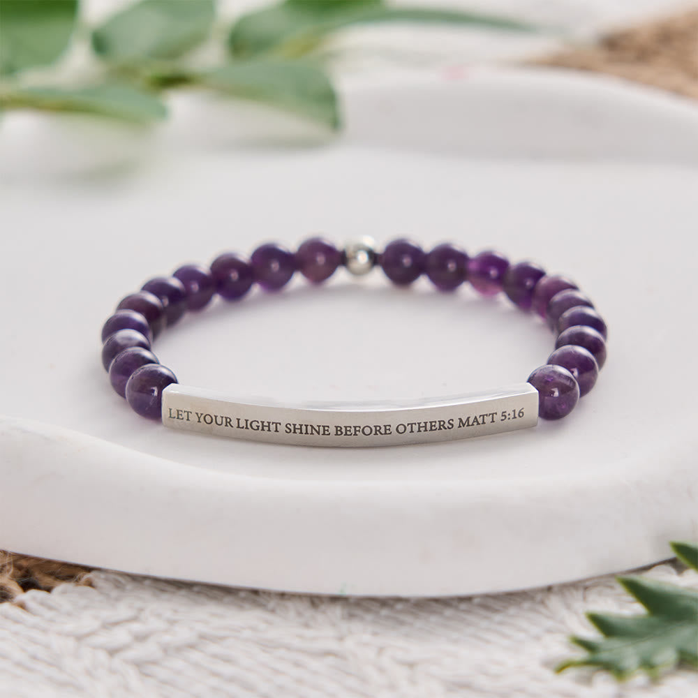 SolaceBeads Bracelet: Faith‑Filled Amethyst With Scripture Bar For Quiet Devotion - Amethyst - image 0
