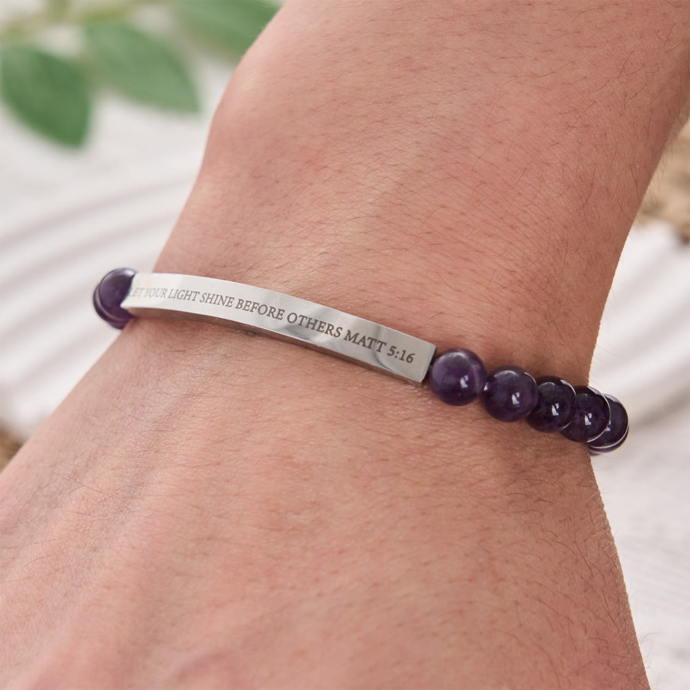 SolaceBeads Bracelet: Faith‑Filled Amethyst With Scripture Bar For Quiet Devotion - image 1