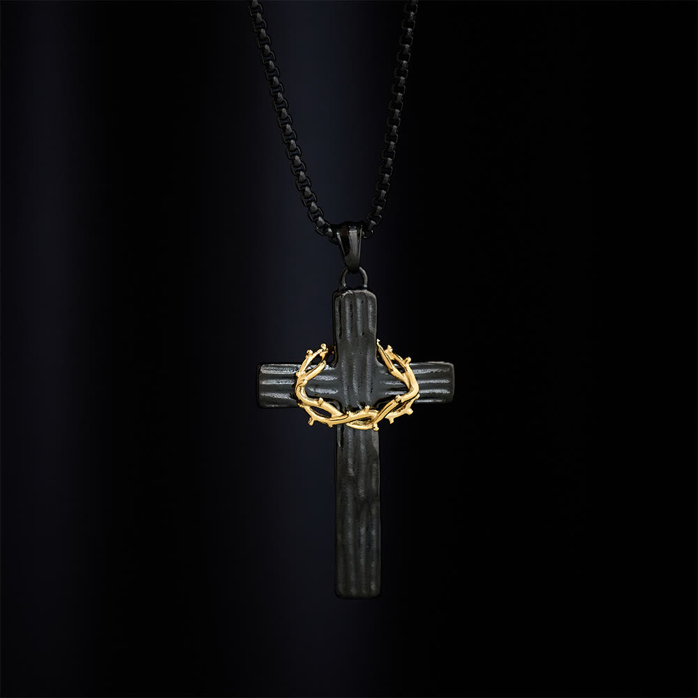 Solacebeads Crown of Thorns Cross Necklace: Sacred Sorrow &amp; Hope In Two‑Tone Metal - image 4