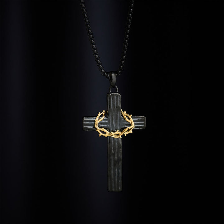 Solacebeads Crown of Thorns Cross Necklace: Sacred Sorrow &amp; Hope In Two‑Tone Metal - image 4