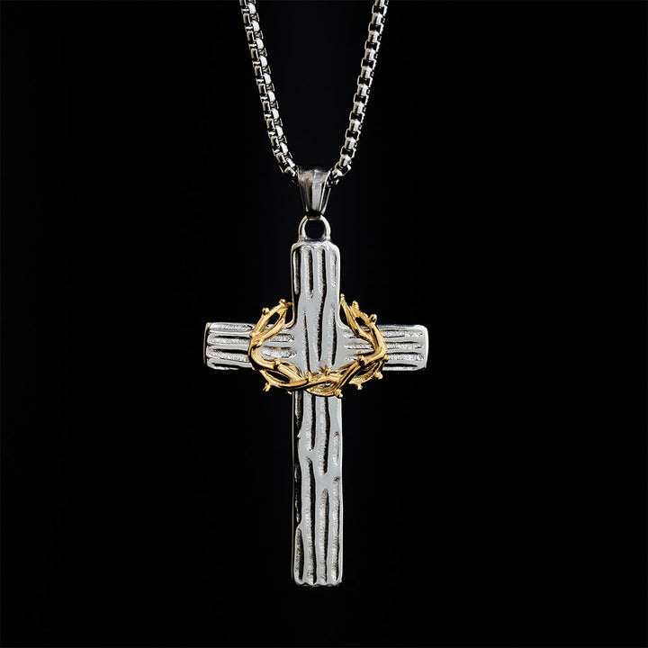 Solacebeads Crown of Thorns Cross Necklace: Sacred Sorrow &amp; Hope In Two‑Tone Metal - image 3