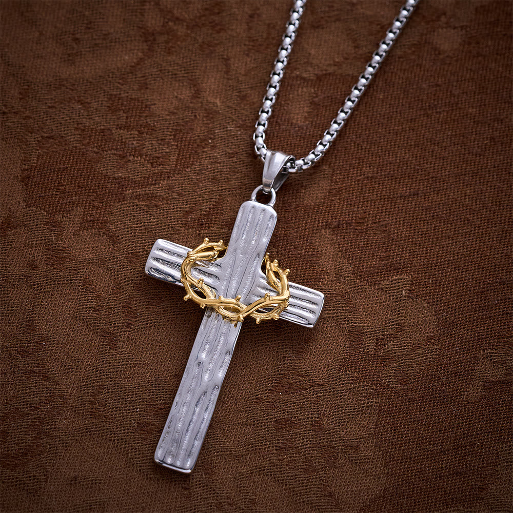 Solacebeads Crown of Thorns Cross Necklace: Sacred Sorrow &amp; Hope In Two‑Tone Metal - image 5