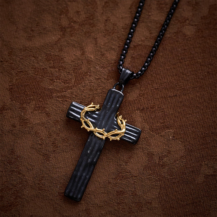 Solacebeads Crown of Thorns Cross Necklace: Sacred Sorrow &amp; Hope In Two‑Tone Metal - image 6