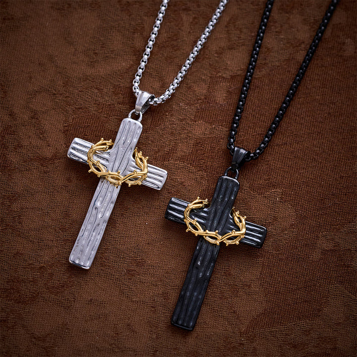 Solacebeads Crown of Thorns Cross Necklace: Sacred Sorrow &amp; Hope In Two‑Tone Metal - image 2