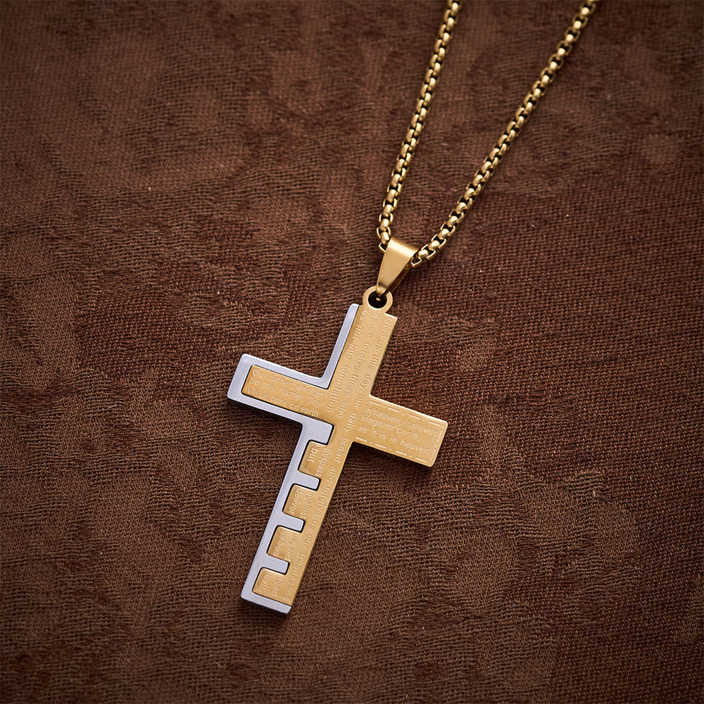 SolaceBeads Puzzle‑Spliced Cross Necklace With Lord&