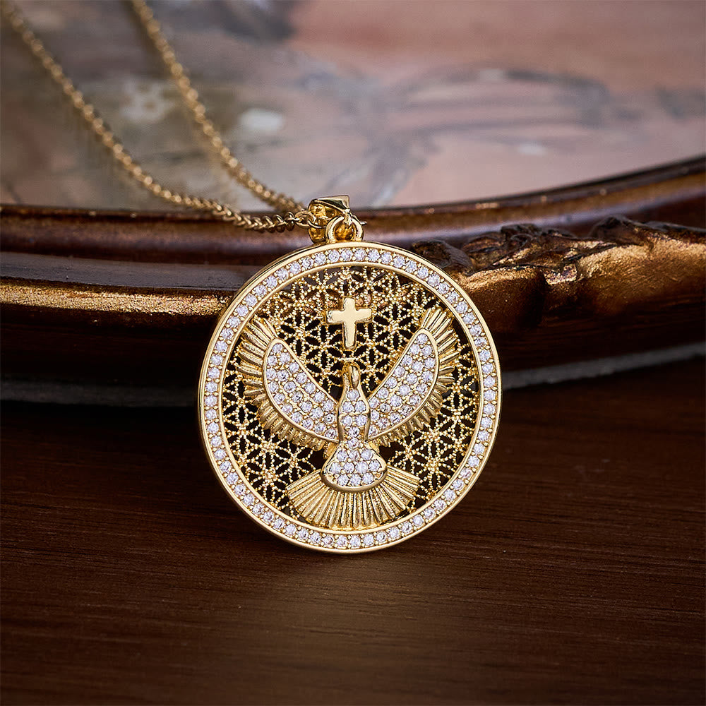 SolaceBeads Holy Spirit Dove Gold‑Tone Necklace: Sparkling Filigree Peace Faith Pendant - Gold - image 0