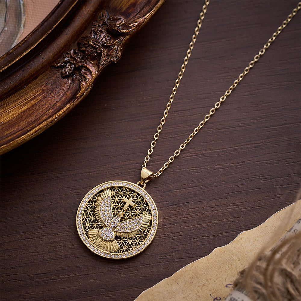 SolaceBeads Holy Spirit Dove Gold‑Tone Necklace: Sparkling Filigree Peace Faith Pendant - image 2