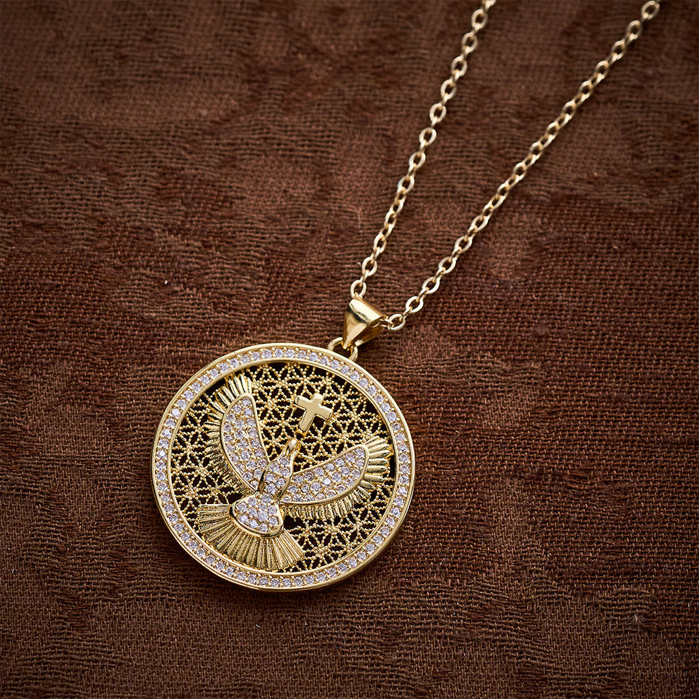 SolaceBeads Holy Spirit Dove Gold‑Tone Necklace: Sparkling Filigree Peace Faith Pendant - image 4