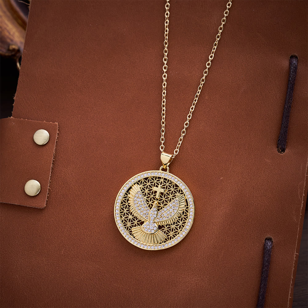 SolaceBeads Holy Spirit Dove Gold‑Tone Necklace: Sparkling Filigree Peace Faith Pendant - image 3