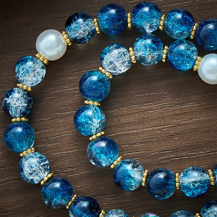 SolaceBeads Gradient Ocean Crackle Glass Rosary &amp; Pearl Embedded Cross: Rooted in Guadalupe Faith - image 2