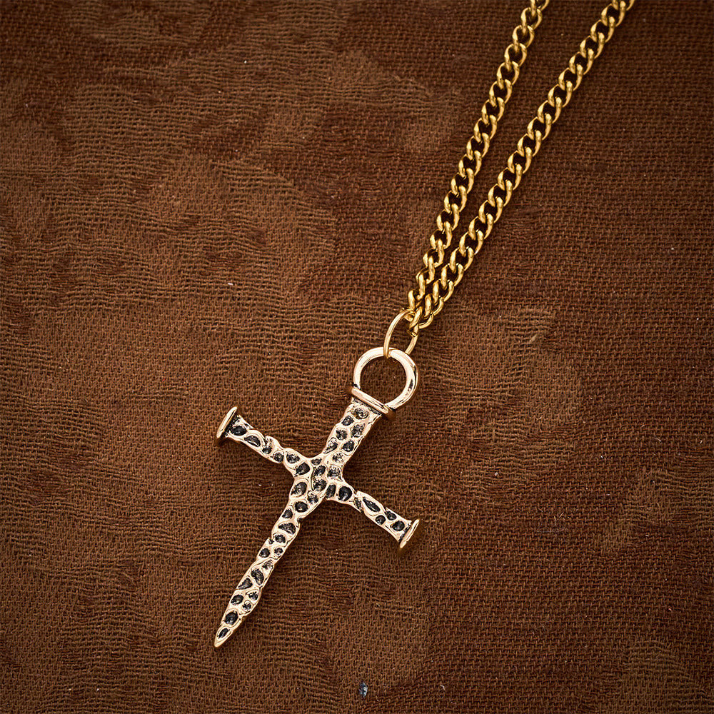 SolaceBeads Nail Cross Necklace: Courage‑Centered Pendant For Your Daily Faith Witness - Antique Gold - image 2