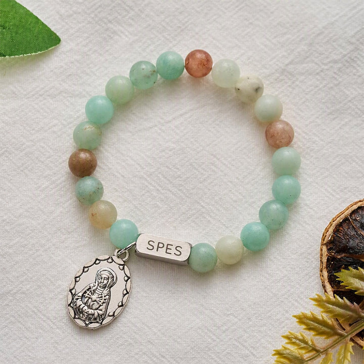 SolaceBeads Amazonite Bead Bracelet With SPES Engraved Bar: Hope In Gentle Hues - image 7