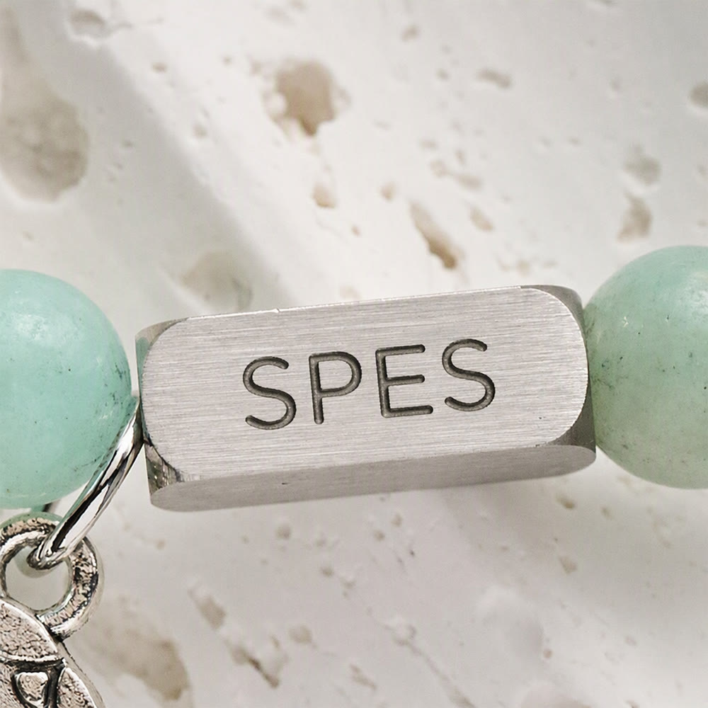 SolaceBeads Amazonite Bead Bracelet With SPES Engraved Bar: Hope In Gentle Hues - image 3
